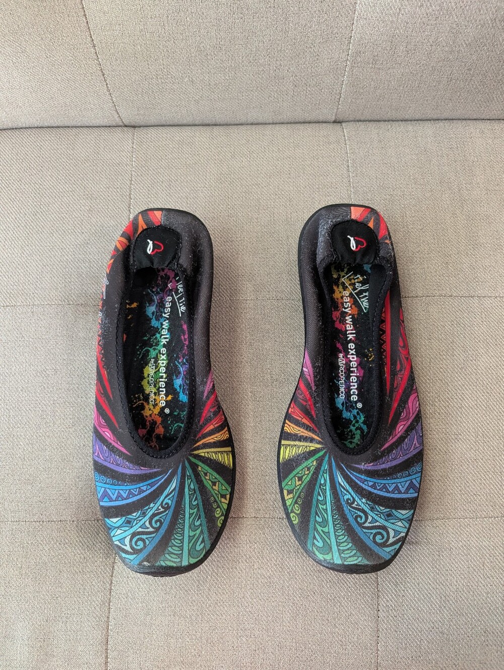 Arcopedico Feel The World Rainbow Multi Color Slip on Easy Walk Flats Shoes